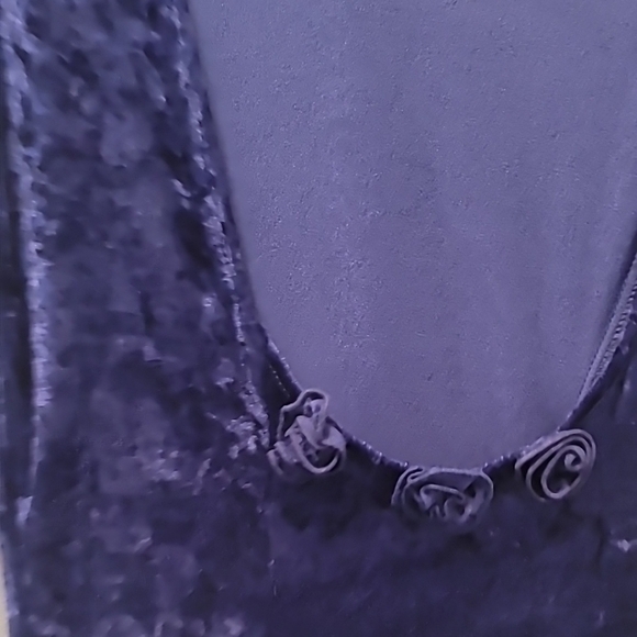 NWT Velvet Maxi Dress Size M Navy Blue Low Back Whimsigoth Deadstock Y2K 90s - Picture 10 of 13